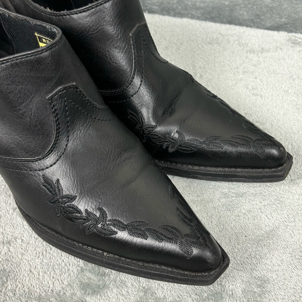 Roper Boots Women Size 7.5 Black Emma Western Pointed Toe Ankle Booties - Picture 11 of 13